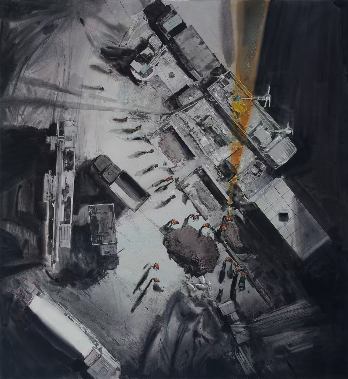 16.《一束暖光》，135x140cm，纸本水彩，2021