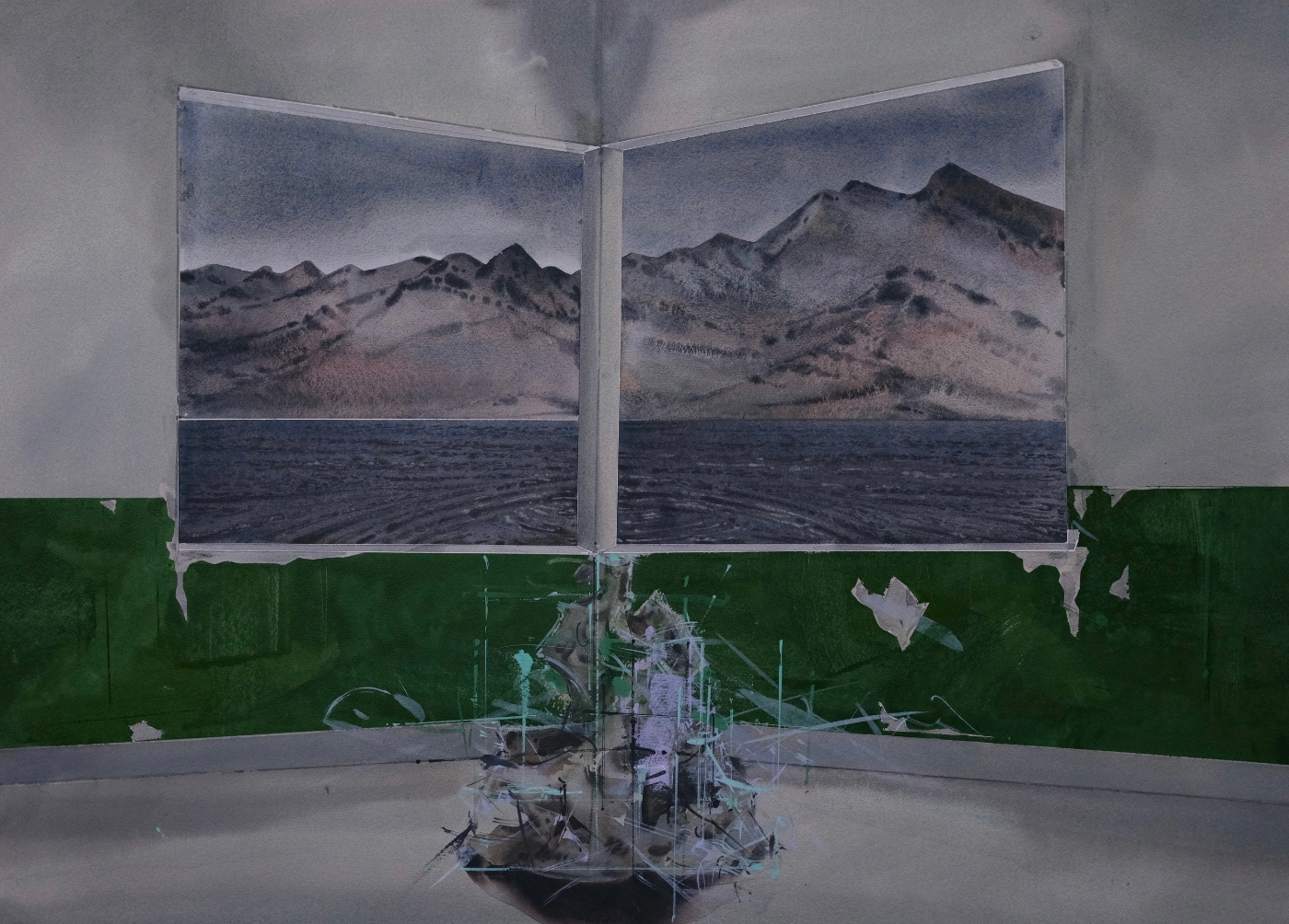 24.《山外山之二》，75 x105cm，纸本水彩，2022