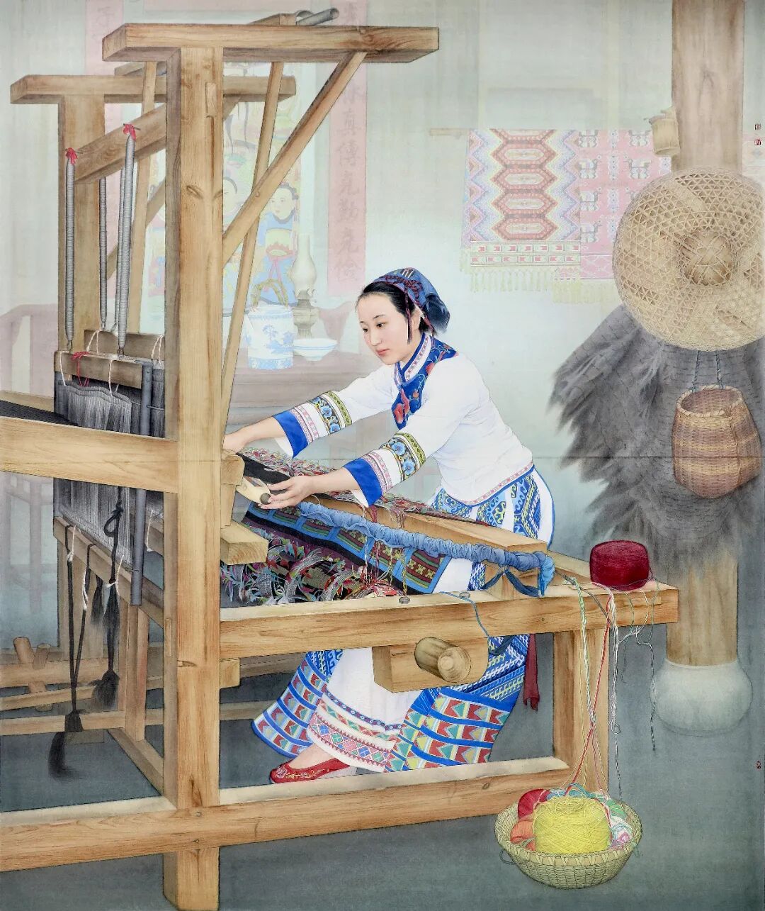 5  中国画《土家织女》李乃蔚.jpg