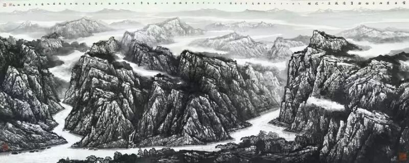 6 中国画《壁立云山千刃险 惊涛骇浪一灯明》董继宁.jpg