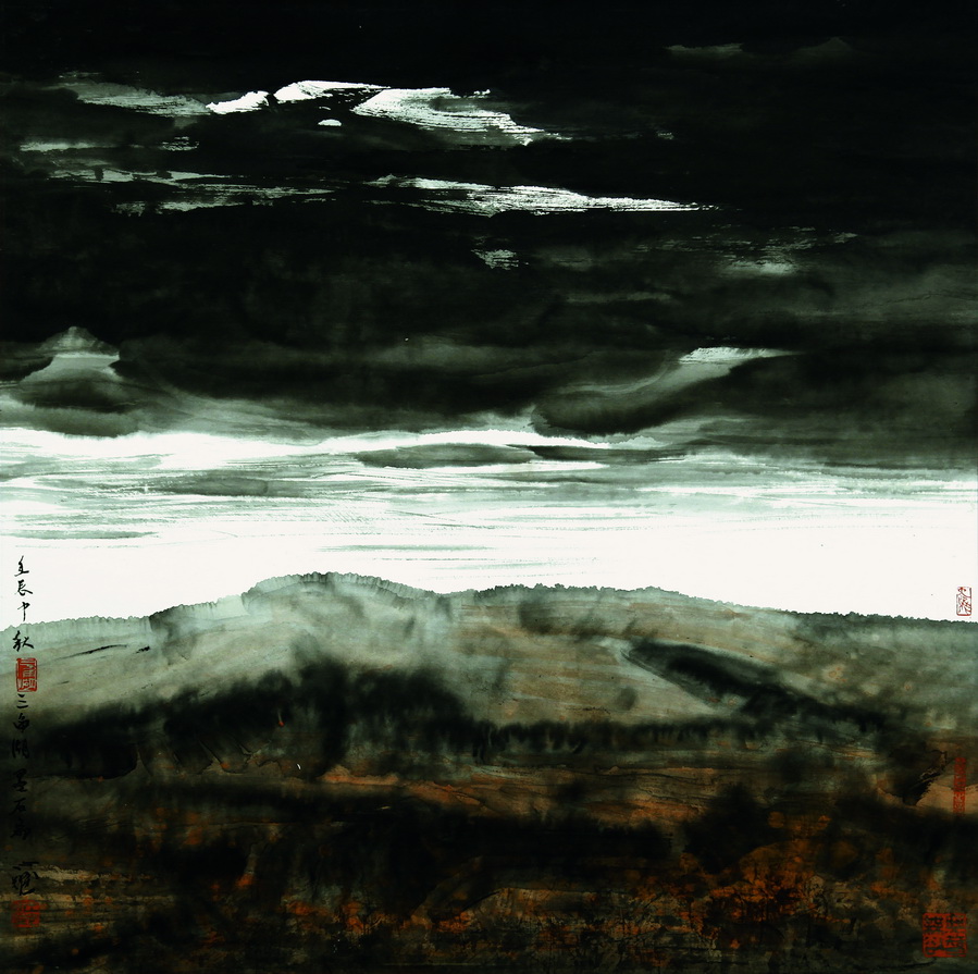 王心耀  《 自然·有云的山峦 》  68cm×68cm