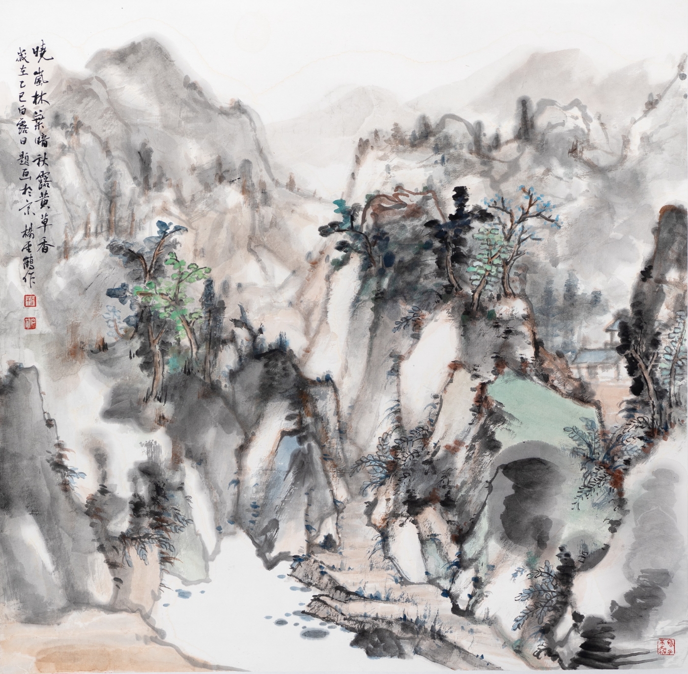 杨云鹤《晓岚林叶暗》68cmx68cm