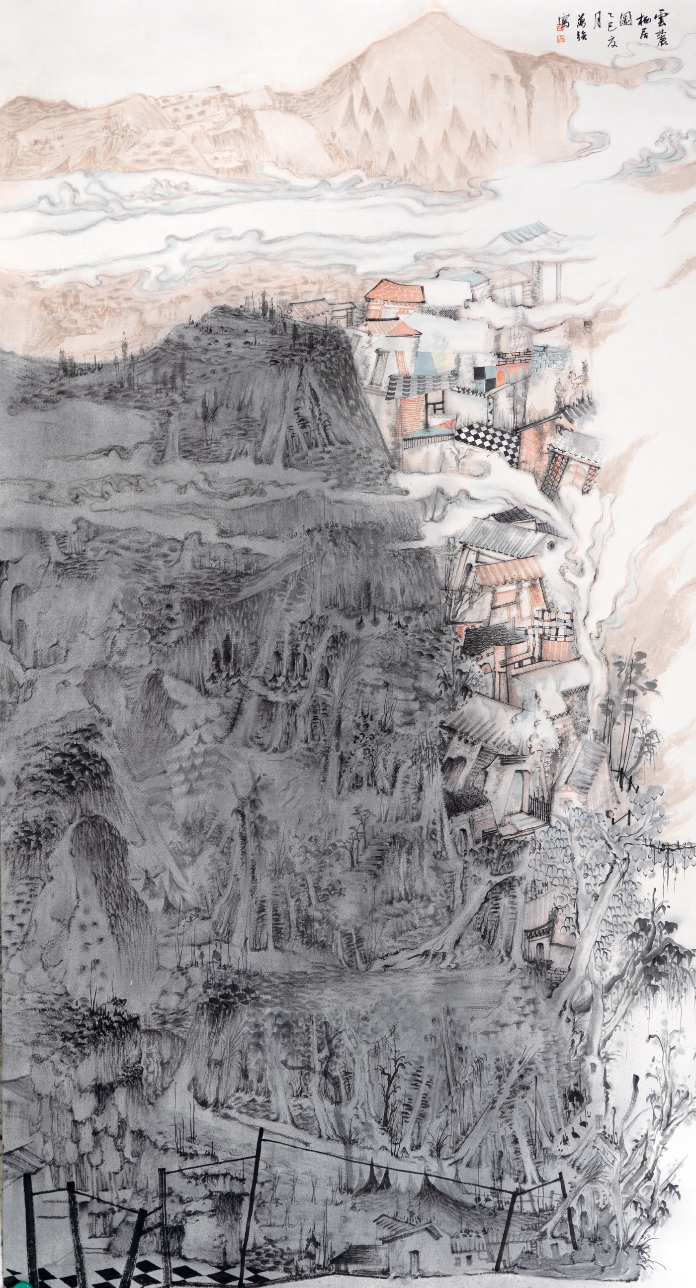 李万强《云麓栖云图》180cmx96cm