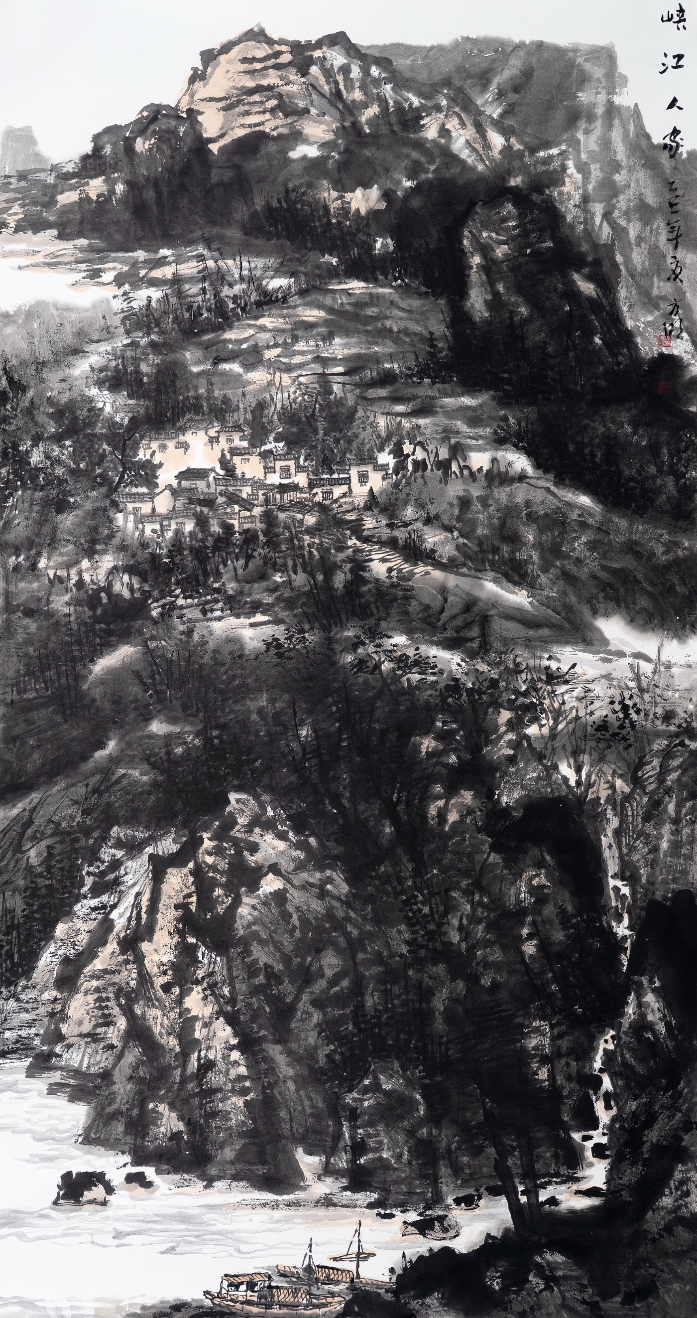 叶方明《峡江人家》180cmx96cm