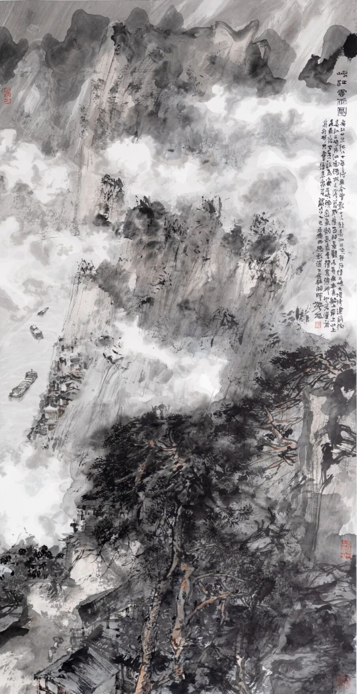 樊枫《峡江云雨图》180cmx96cm.jpg