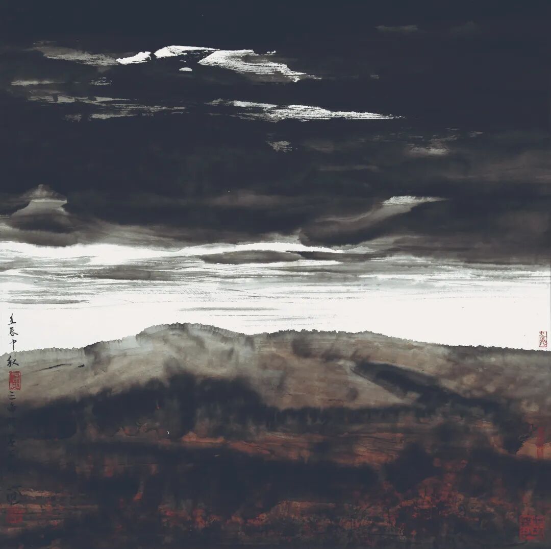 王心耀  《 自然·有云的山峦 》  68cm×68cm.jpg